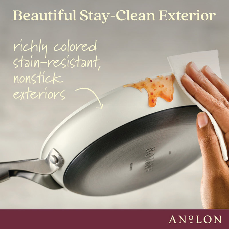 Anolon Achieve Hard Anodized Nonstick Cookware Pots and Pans Set, 10 Piece, Cream