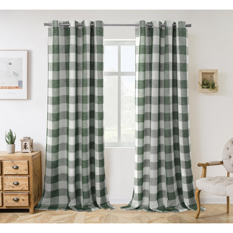 Adamantini Plaid Blackout Thermal Grommet Curtain Panels, 52" W x 90" L, Green