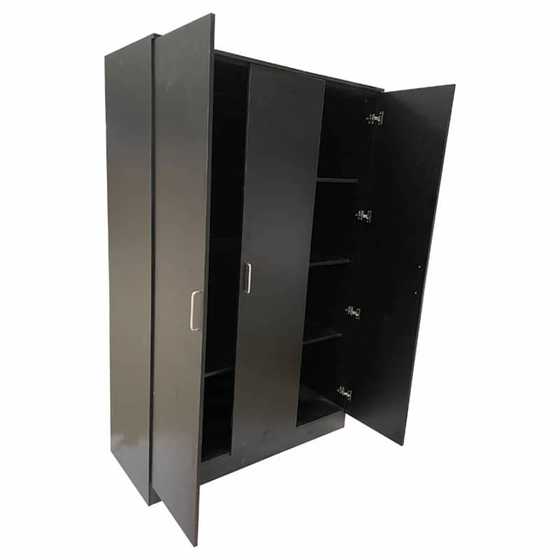 Laaiqah 3 Door Manufactured Wood Wardrobe, Black