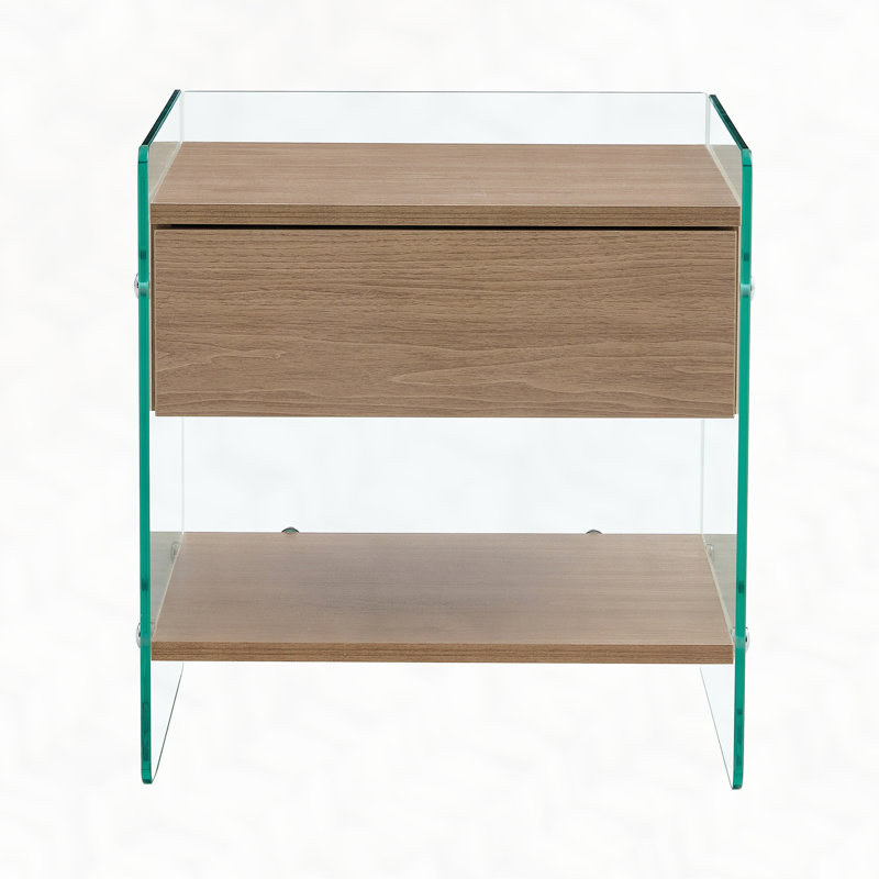 Bedside Table With Drawers, Wood