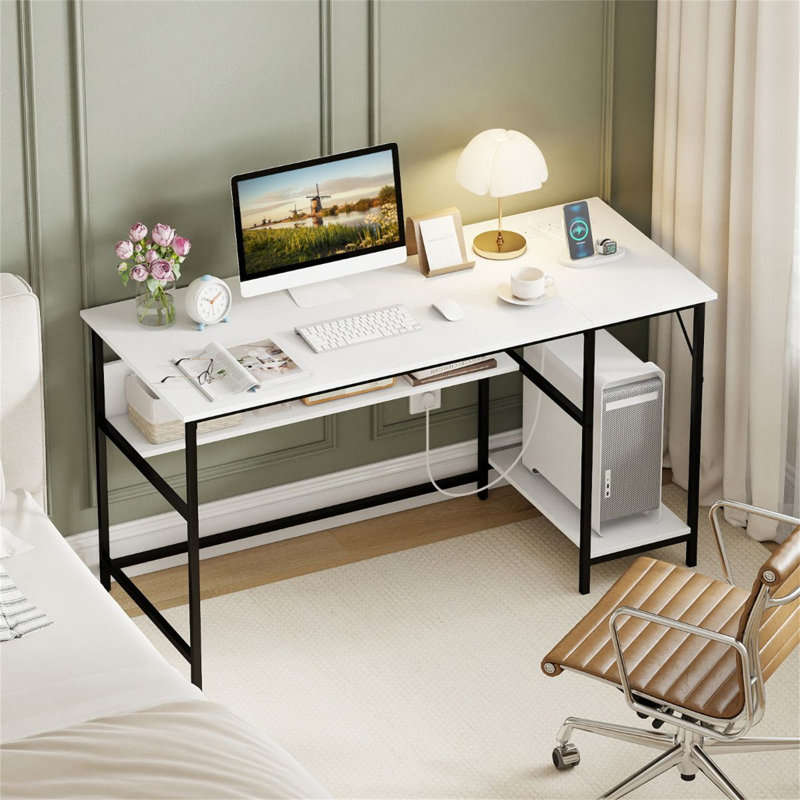 Metal Base Computer Desk, White