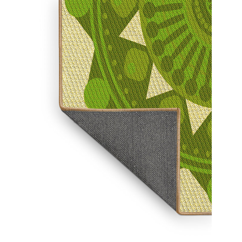 Tapis jaune/vert en laine, Rectangle 4 pi x 6 pi