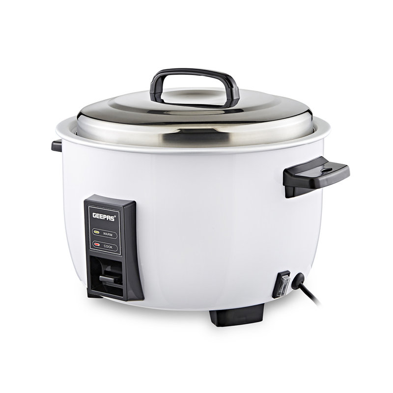 GEEPAS Commercial Rice Cooker Non-Stick Aluminum Removable Inner Pot Auto Switch Stainless Steel Lid with Measuring Cup & Spatula