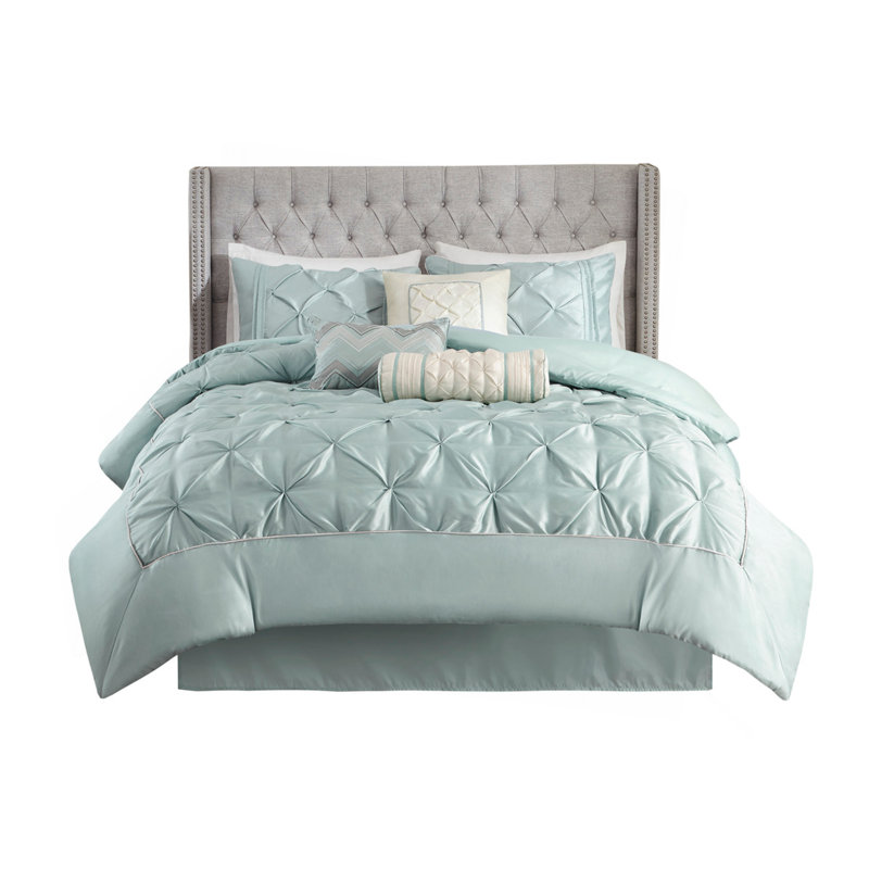 Ensemble d'édredon capitonné 7 pièces très grand Seafoam, Édredon de très grande taille et 6 pièces suppl, Vert