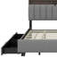 Lit plateforme tapissier avec tête de lit, gigogne et 2 tiroirs Kaosayn, ports USB-1547497257-1547497256