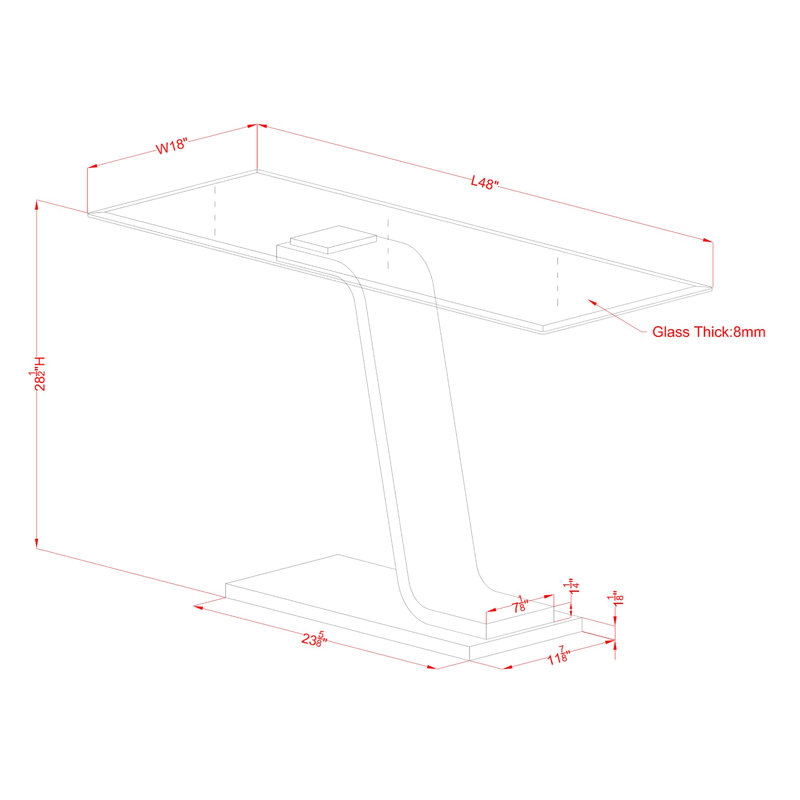 Kronis 48'' Glass Top Console Table