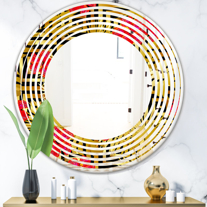 Miroir mural sans cadre Wave, H 31,5 po x l 31,5 po, Motif de vagues de luxe I