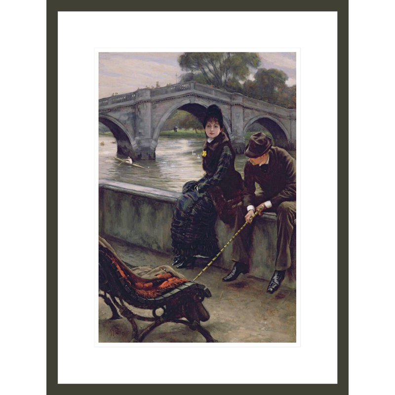 «Richmond Bridge» par James Tissot - Estampe numérique encadrée, H 21,75 po x l 16,63 po