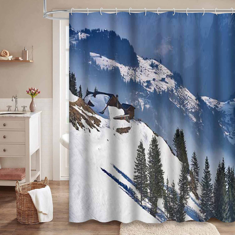 Rideau de douche transparent transparent, rideaux de douche pour la salle de bain avec 12 crochets, 72" L x 72" W