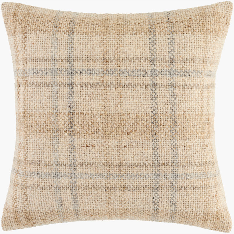 Becki Owens X Livabliss Ladera Accent Pillow, Polyester, Beige Plaid 2, Square 22"