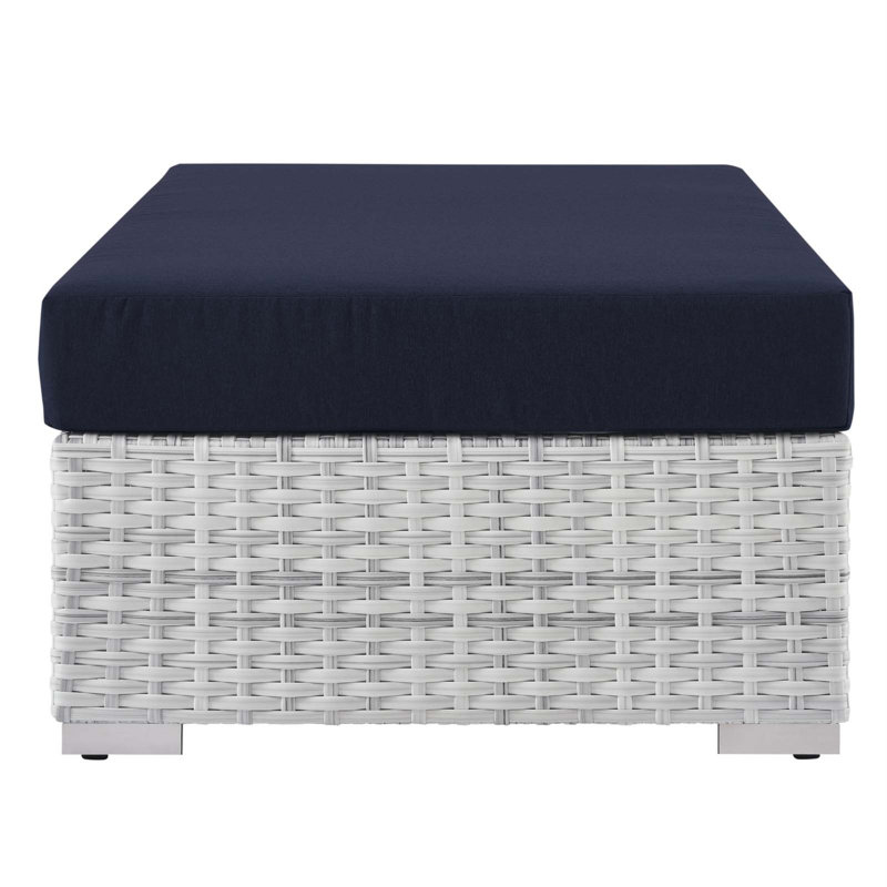 Convene Versatile Light Gray and Navy Rectangular Patio Ottoman