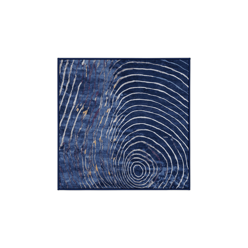 Tapis bleu lavable à la machine, Carré 7 pi