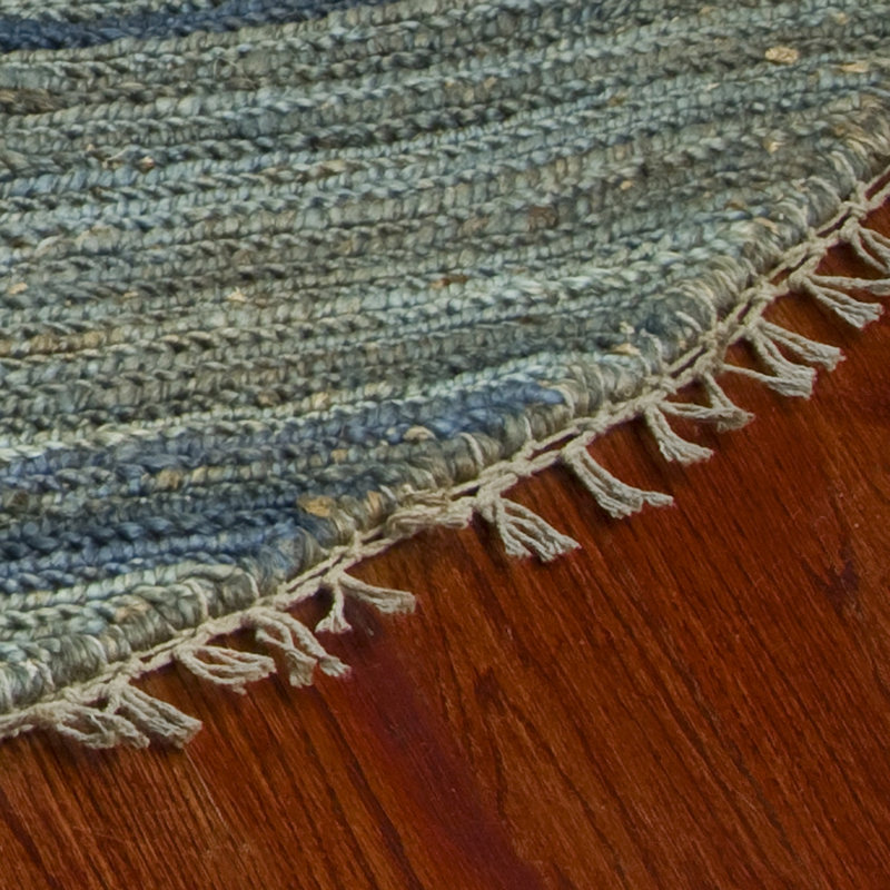 Tapis rayé en jute Feliciana, Rond 6 pi