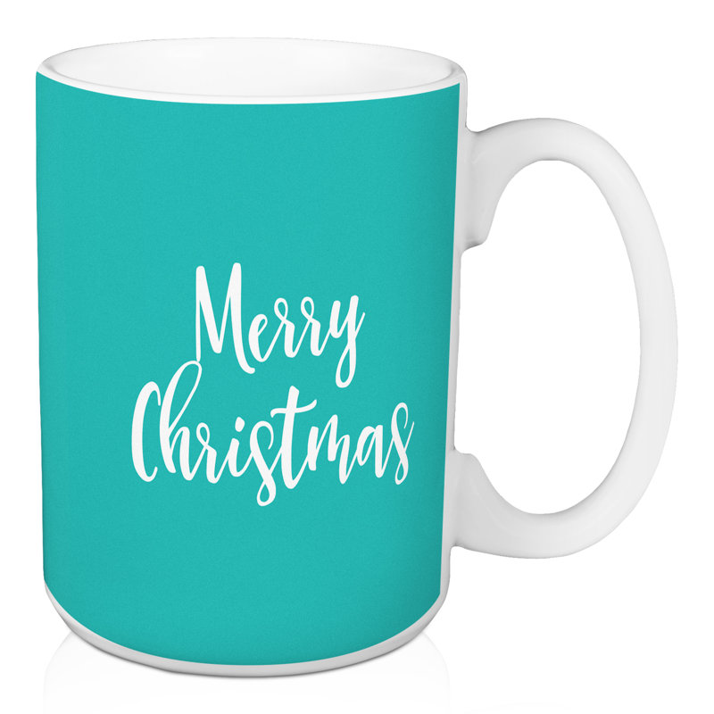 Grande tasse à café merry christmas Guin, Bleu sarcelle