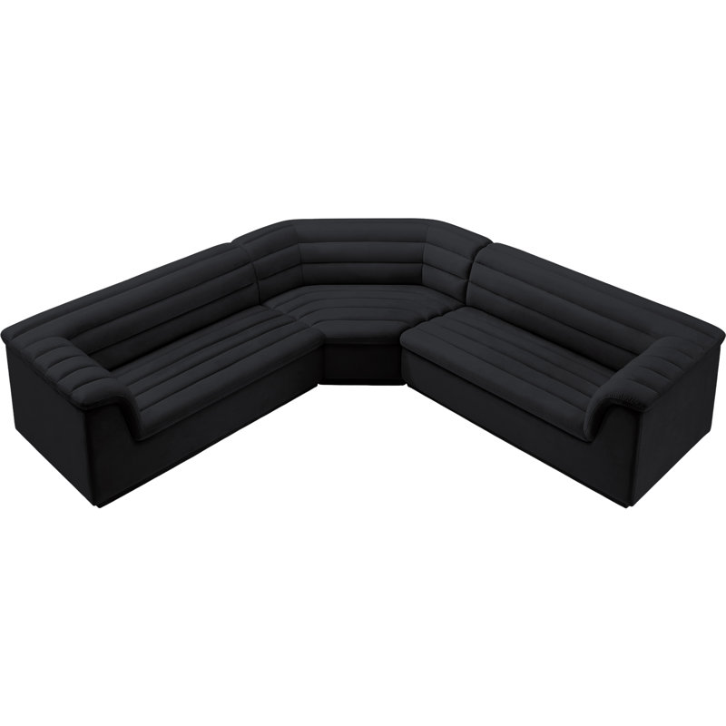Canapé modulaire rembourré 148 po Iyaunna, Velours noir