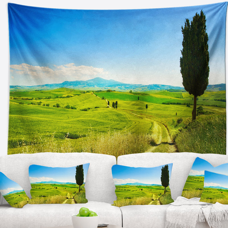 Paysage, paysage, campagne, tapisserie, H 50 po x l 60 po