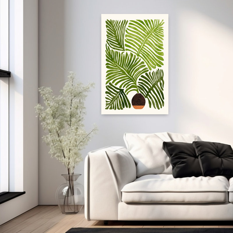 Contemporary Art Abstract Contemporary Fern Landscape Nature Art by Kristian Gallagher - Wrapped Canvas Print