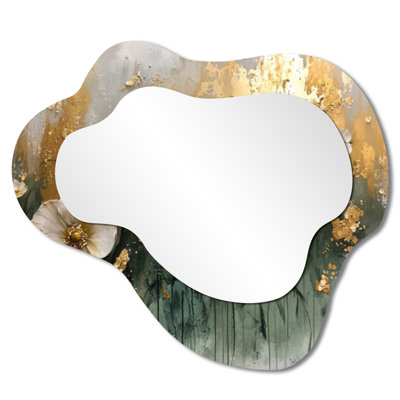 Wildflowers Spring Symphony Fury I - Wildflowers Irregular Asymmetrical Mirror, Traditional Wall Mirror, Printed on Metal