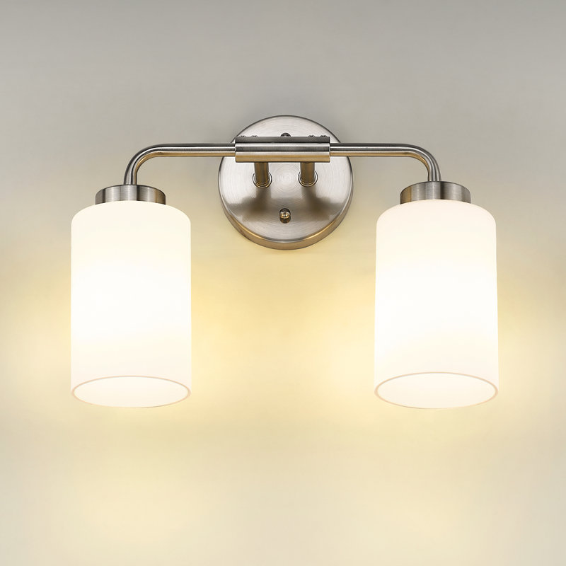 Éclairage de meuble-lavabo rétro à intensité variable, abat-jour en verre, H 10,8 po x l 14,4 po x P 6,2 po, Deux lumières
