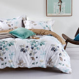 Corsello 100% Long-Staple Cotton Duvet Cover Set, Teal Leaf Gradient, 3pc Ultra-Soft Breathable Bedding