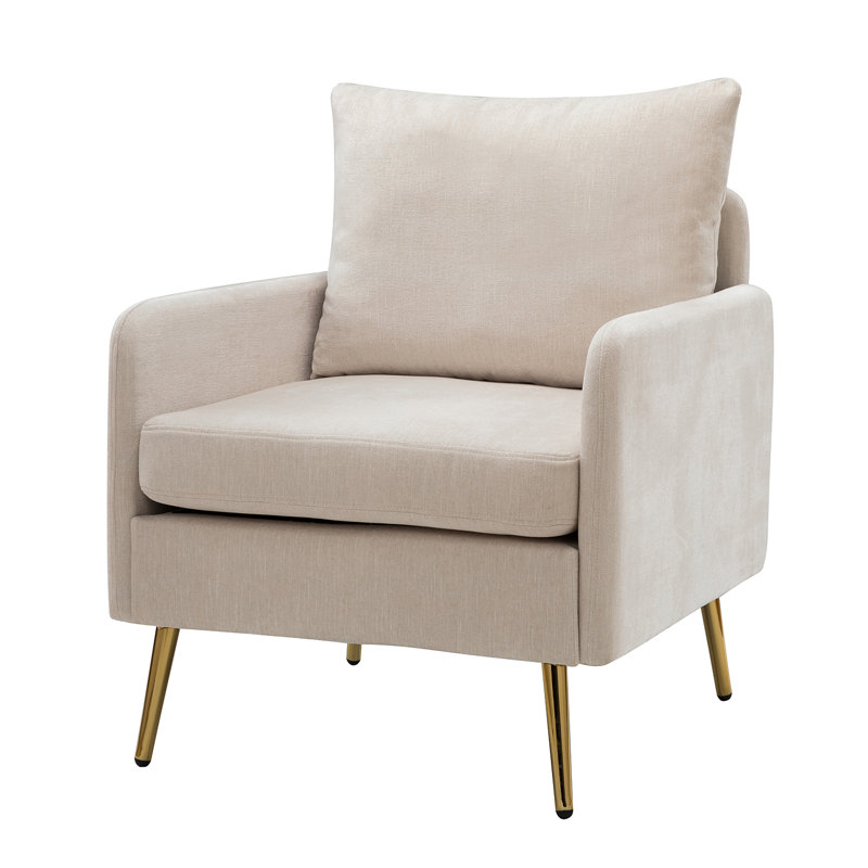 Fauteuil Werner avec dossier et coussin de siège amovibles, Polyester ivoire