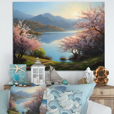 Ramas Cherry Blossom Trees By The Water I sur toile