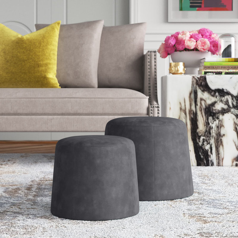 Nico Round Standard Ottoman, Grey