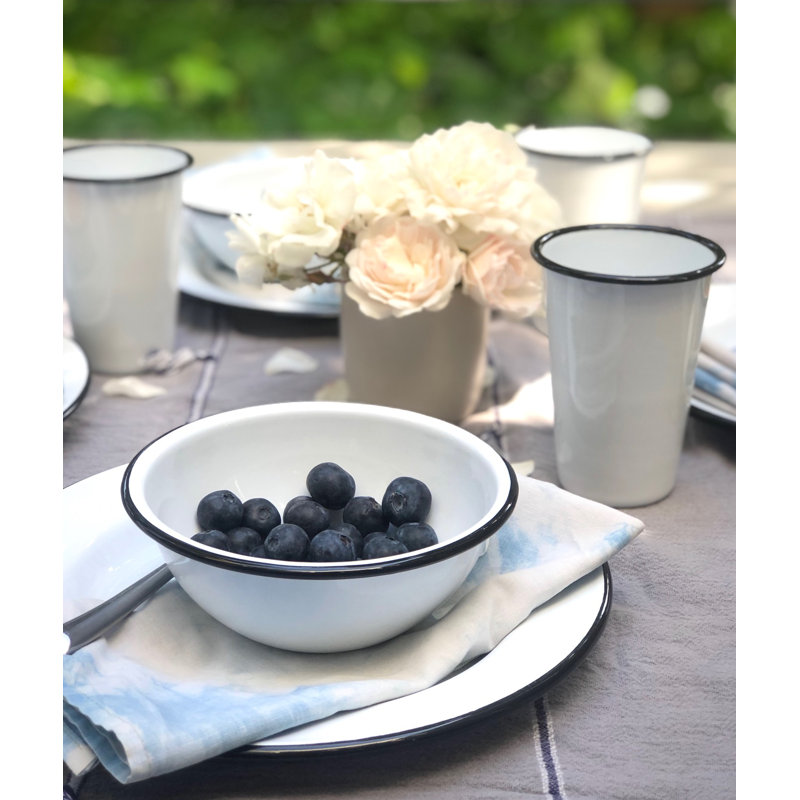 Vintage Raised Salad Plates, Black Rim, Blue Rim