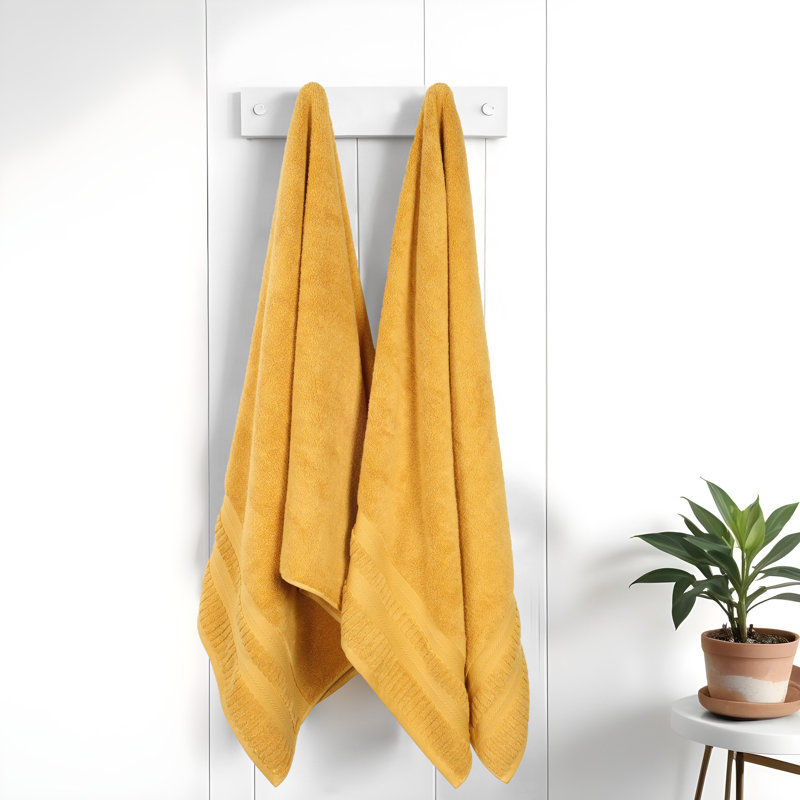 Ensemble de serviettes en coton doux à densité moyenne Venice Zero Twist, Gold, Bath Sheets - 2 Pack