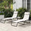 Chaise de plage 2 pièces - filet respirant, 4 inclinables, pliante crème pour chaise longue de plage, cour, extérieur