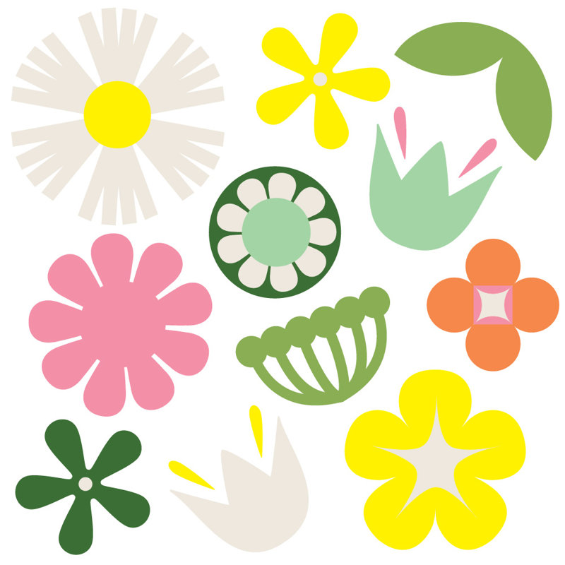 Retro Flower Peel and Stick Wall Decal