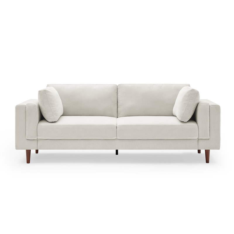 Kraz 215.9Cm Square Arms Sofa, Beige Corduroy