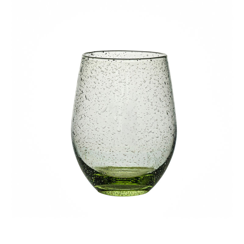 Provence Stemless Wine Glass, Clear/Basil
