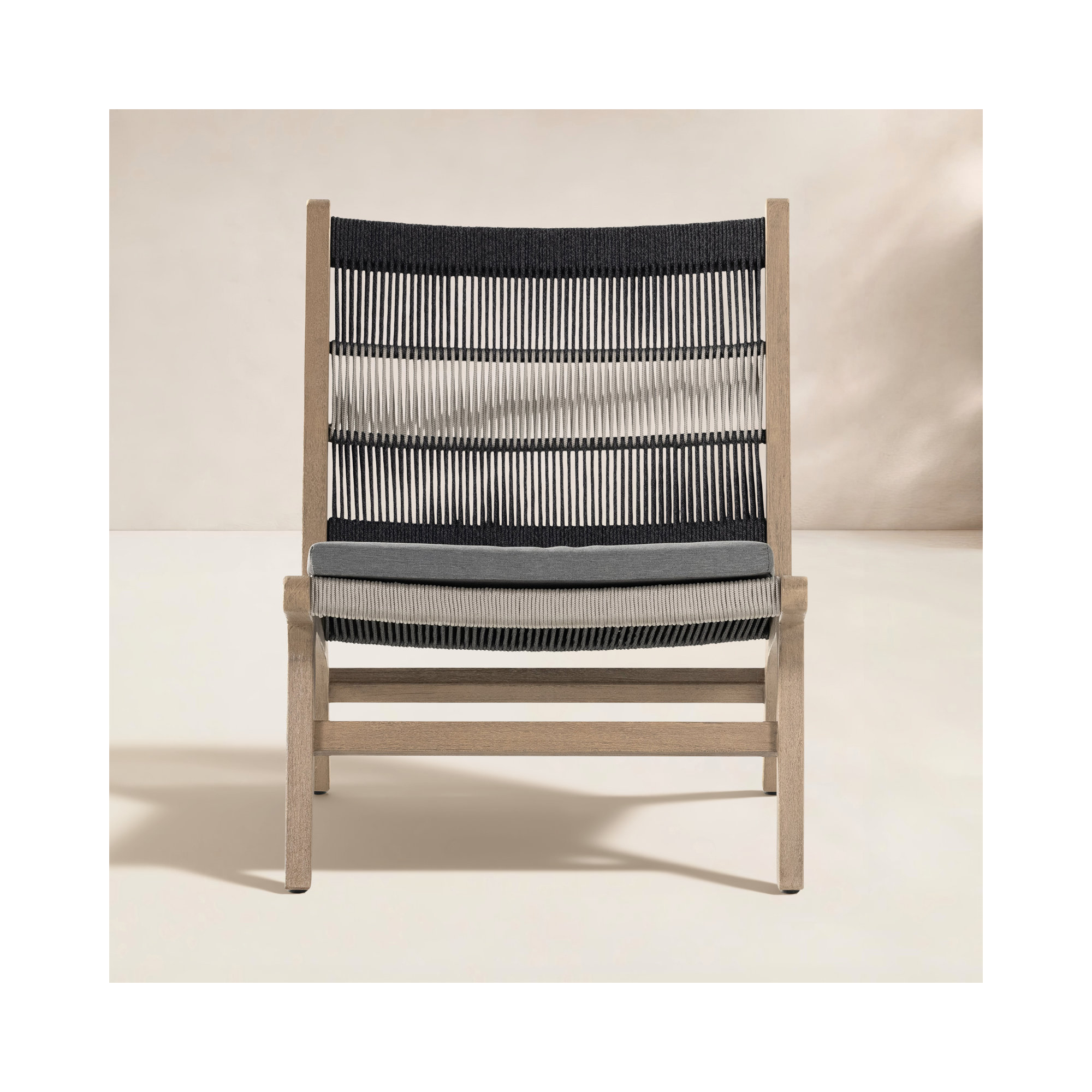 Shea Outdoor Armless Lounge Chair, Brown, Venao Charcoal Performance