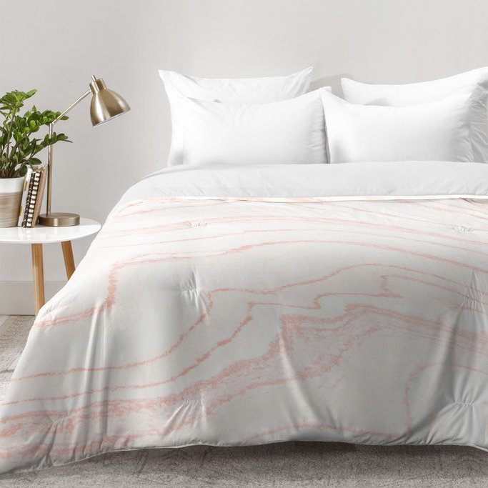 Rebecca Allen Modern & Contemporary Polyester Marble Comforter, King Comforter + 2 Shams