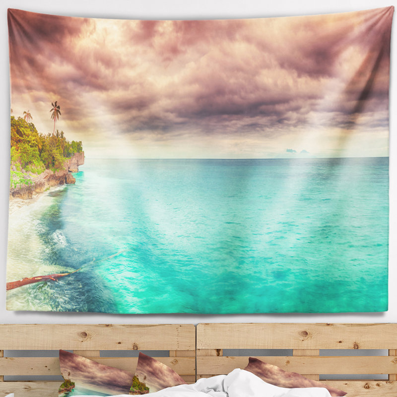 Tapisserie de vue panoramique seascape green, H 32 po x l 39 po