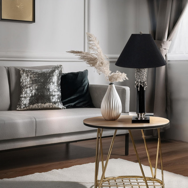 Melted Candle Cylinder Base Table Lamp, Silver