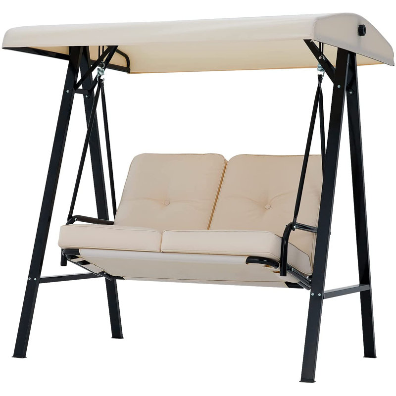 2 Person Porch Swing with Canopy, Beige