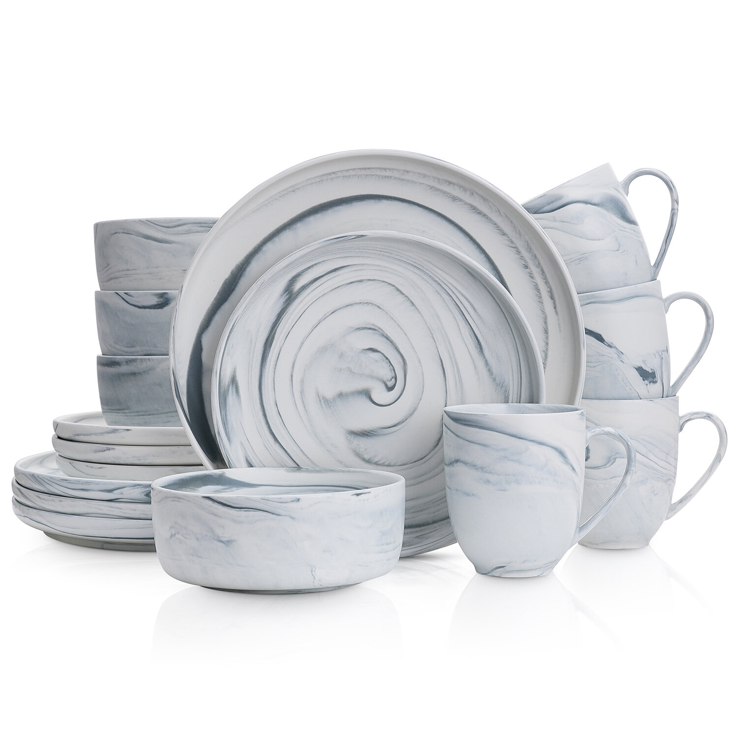 Stone + Lain Tom Stoneware Grey and Blue Dinnerware Set | 16-Piece 4