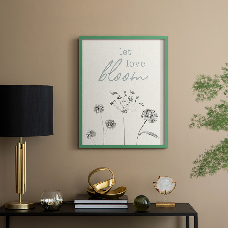Let Love Bloom Framed Print - Solid Wood, 21" H x 17" W, Green
