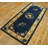 Hand Knotted Pile 1920s Blue Wool Rectangle Antique Rug