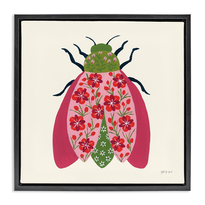  Art mural sur toile Blooming Beetle Floater par Yvette St. Amant, H 18 po x l 18 po, Cadre flottant noir de jais
