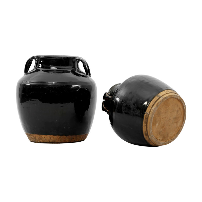 Ensemble de 2 pots en porcelaine faits à la main