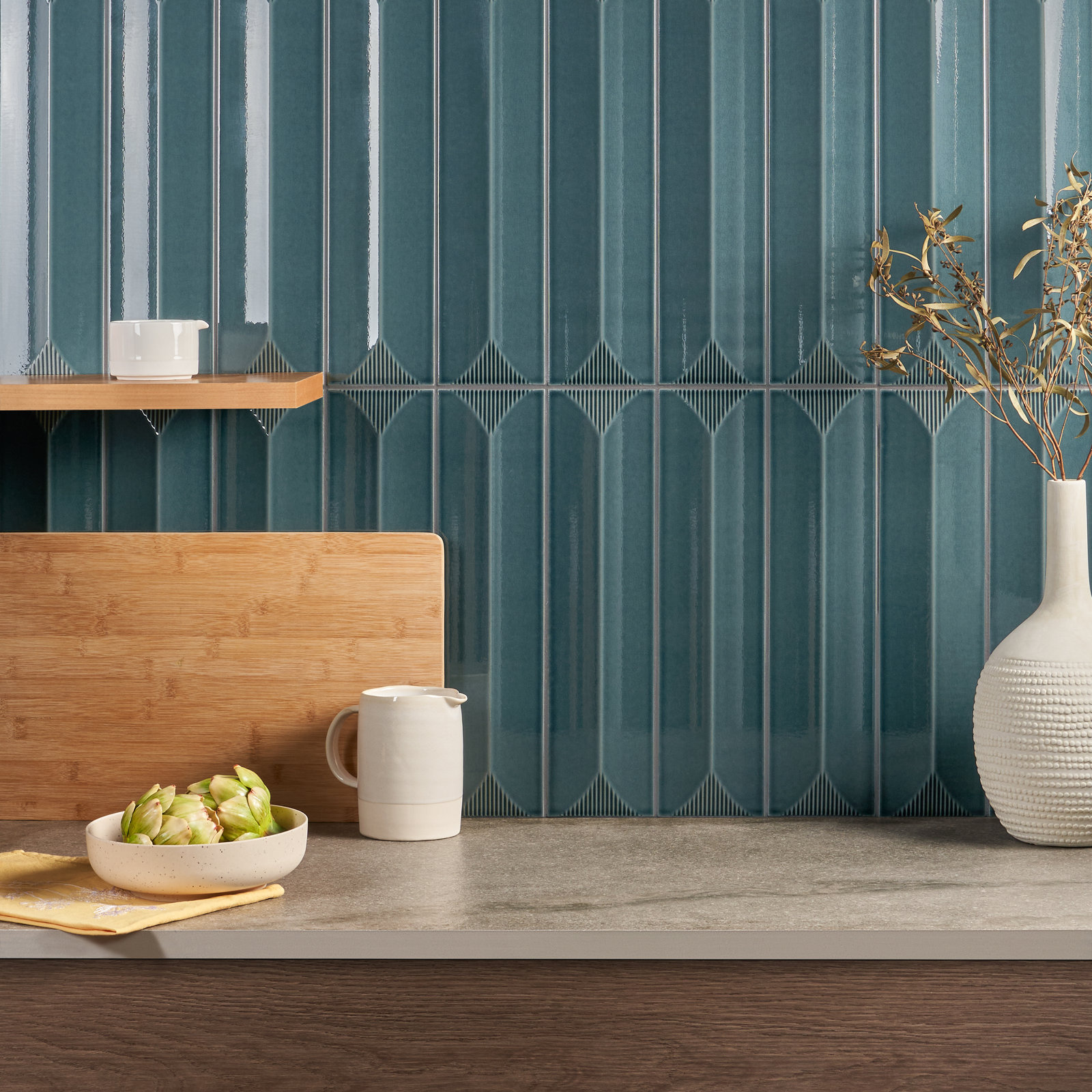 Radiant Inflex 4" x 18" Ceramic Subway Tile, Emerald Green
