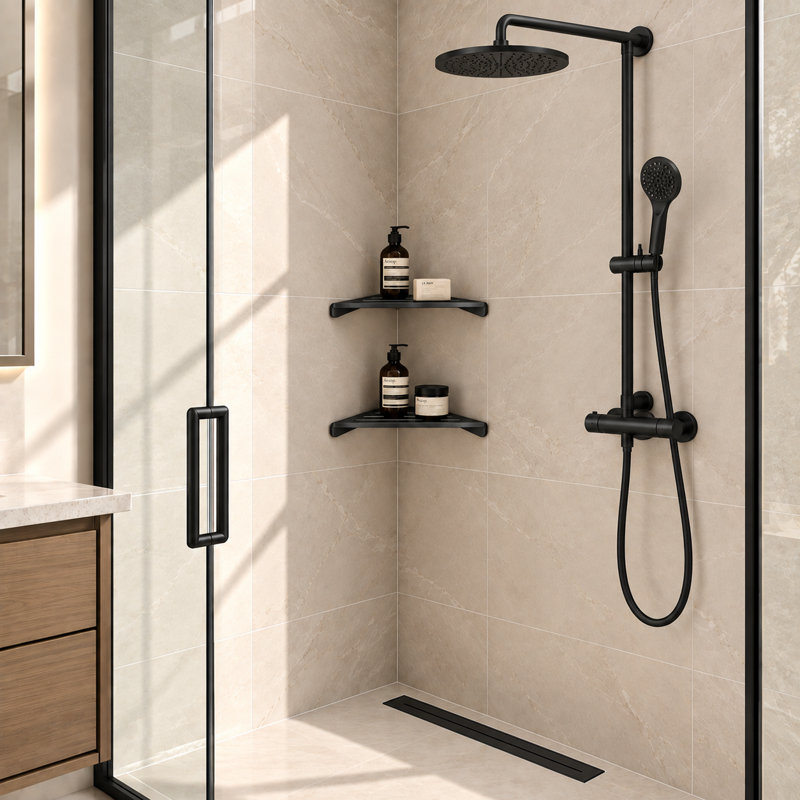 Lot de 2 étagères de coin de douche en acier inoxydable, 33,5 cm (13,2 po), organisateur de salle de bain mural pour angles à 90°
