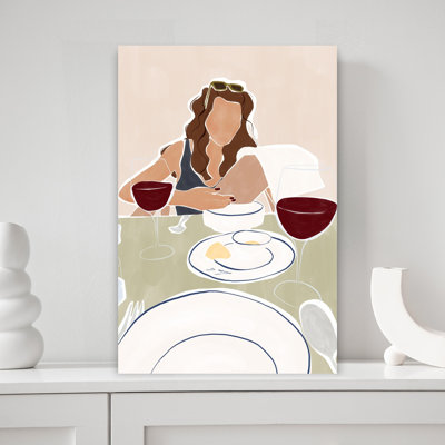 Casual Dinner Moment Contemporary Ivy Wall Art Print by Ivy Green Illustrations - Wrapped Canvas Print