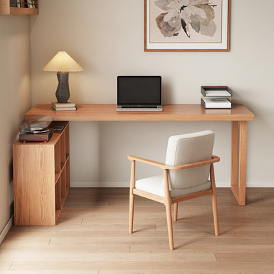 Bureau en bois massif en L Burlywood
