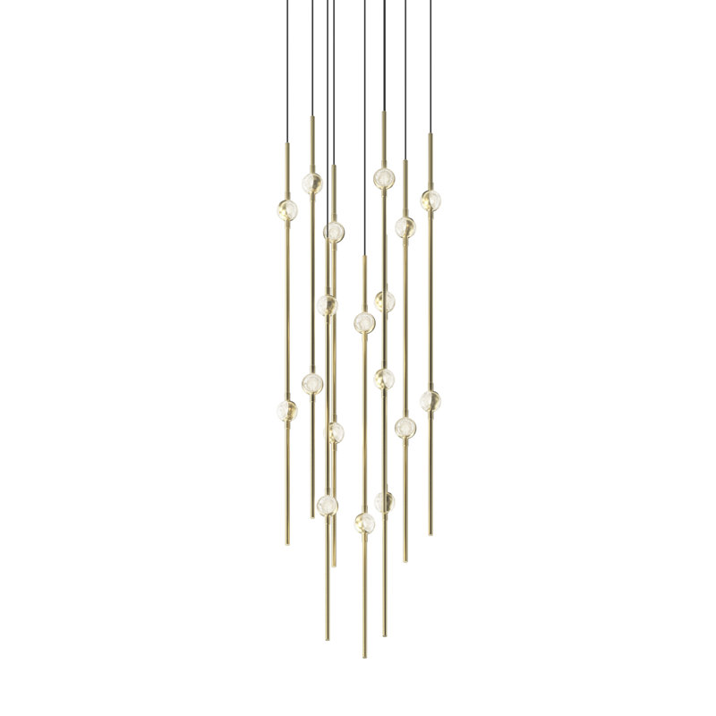 Constellation - Aries 12" Round LED Pendant - Espresso Black Fixture - Clear Faceted Acrylic Shade - 2700K - 240" Cable