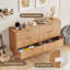 Commode cannelée en bois à 3 tiroirs avec poignées et pieds en métal - Commode noire moderne pour chambre à coucher, salon, couloir-2116029444