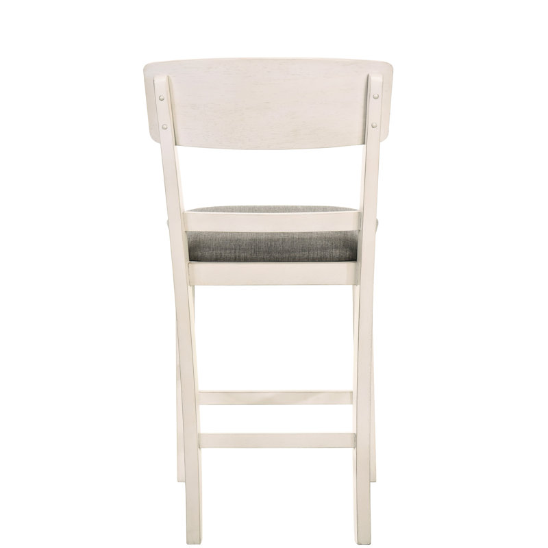Tabouret de bar transitionnel 2 pièces, hauteur comptoir, gris craie, coussin de siège rembourré pour chaises de hauteur, revêtement gris, assise moderne